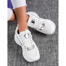 Ideal Shoes Baskets de sport élégantes blanc 1