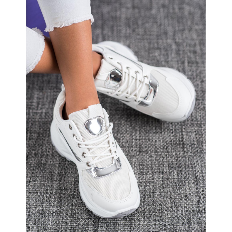 Ideal Shoes Baskets de sport élégantes blanc 1