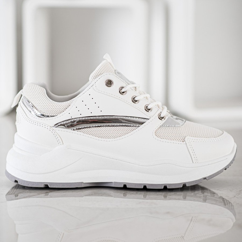 Ideal Shoes Baskets de sport élégantes blanc 2