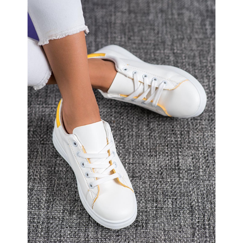 SHELOVET Chaussures de sport classiques blanche jaune 2