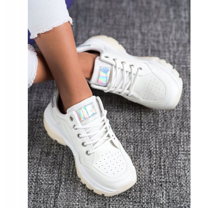 SHELOVET Baskets en cuir écologique blanche 2