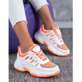 SHELOVET Baskets confortables avec maille blanc orange 1