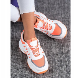 SHELOVET Baskets confortables avec maille blanc orange 2