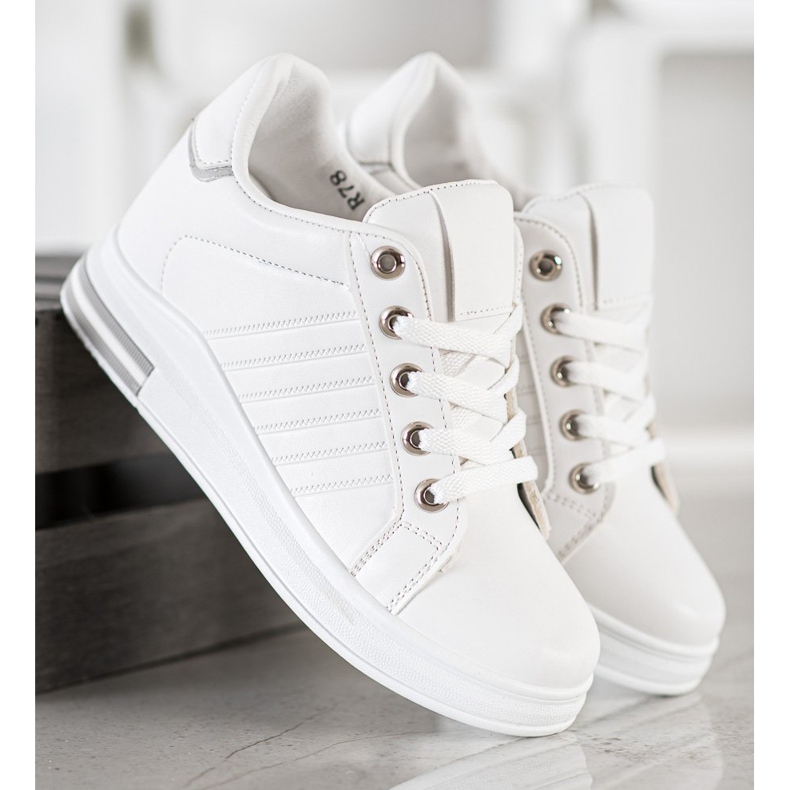 SHELOVET Baskets compensées blanches 2