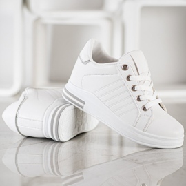SHELOVET Baskets compensées blanches 3