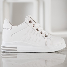SHELOVET Baskets compensées blanches 4