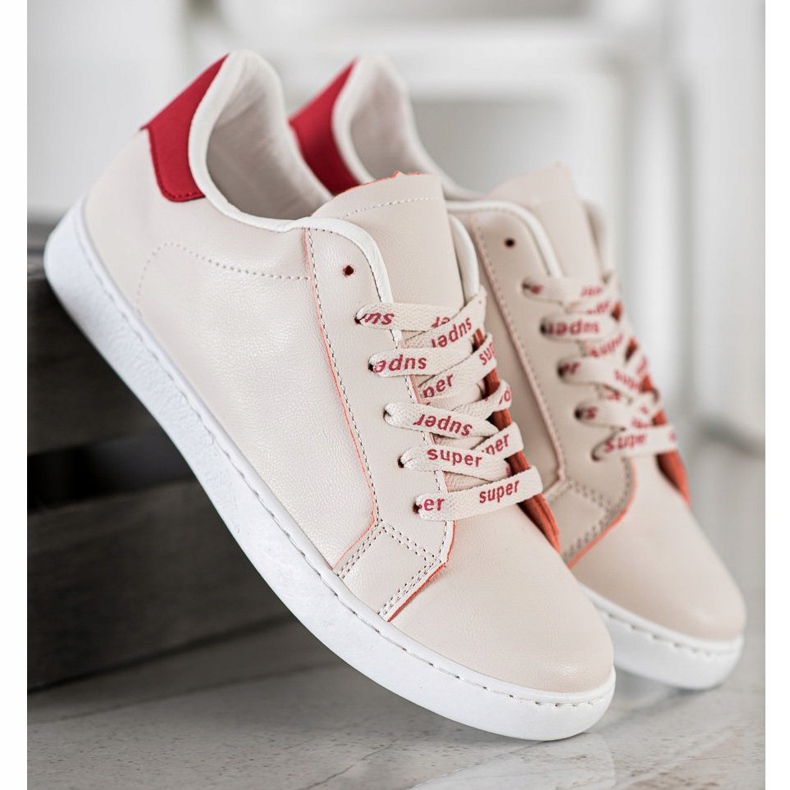 SHELOVET Chaussures de sport à la mode blanche rouge 2