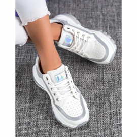 SHELOVET Baskets en cuir écologique blanche gris 1