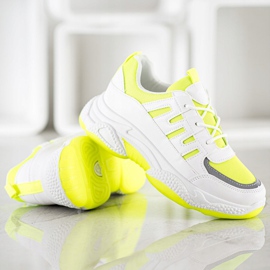 SHELOVET Baskets confortables avec maille blanche jaune 3