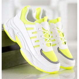 SHELOVET Baskets confortables avec maille blanche jaune 4