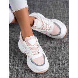SHELOVET Baskets confortables avec maille blanc rose 1