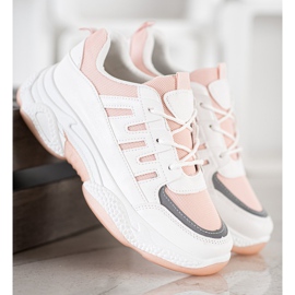 SHELOVET Baskets confortables avec maille blanc rose 2
