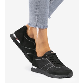 Chaussures de sport en éco-daim noires 6162-Y le noir 1