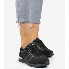 Chaussures de sport en éco-daim noires 6162-Y 2