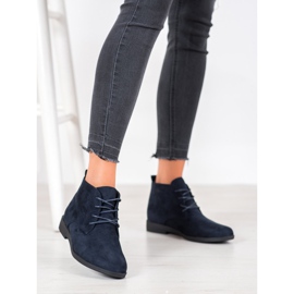 Goodin Bottes en daim confortables bleu 6