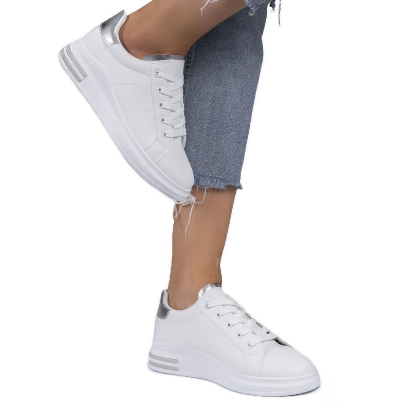 Baskets classiques blanches LG20 argent gris 1