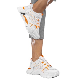 Baskets de sport 1070 blanches avec empiècements roses orange 1