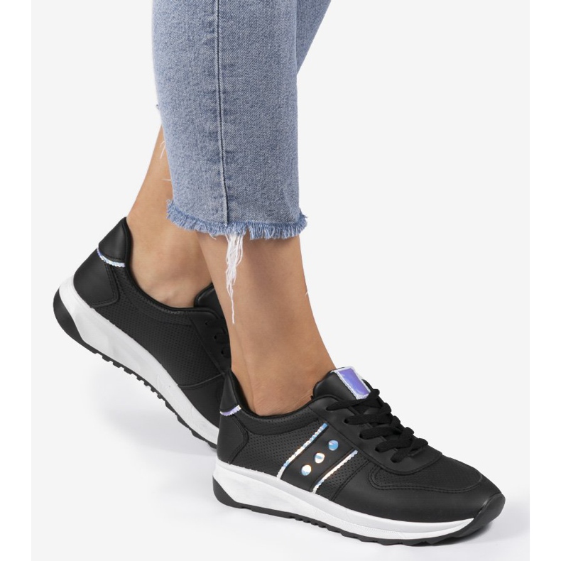 Baskets de sport noires en éco-cuir 952-10 le noir 2