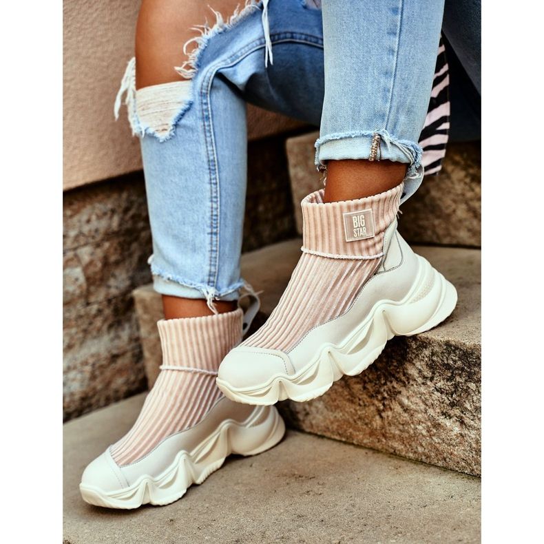 Chaussures de sport hautes pour femmes Big Star White GG274608 blanc 1