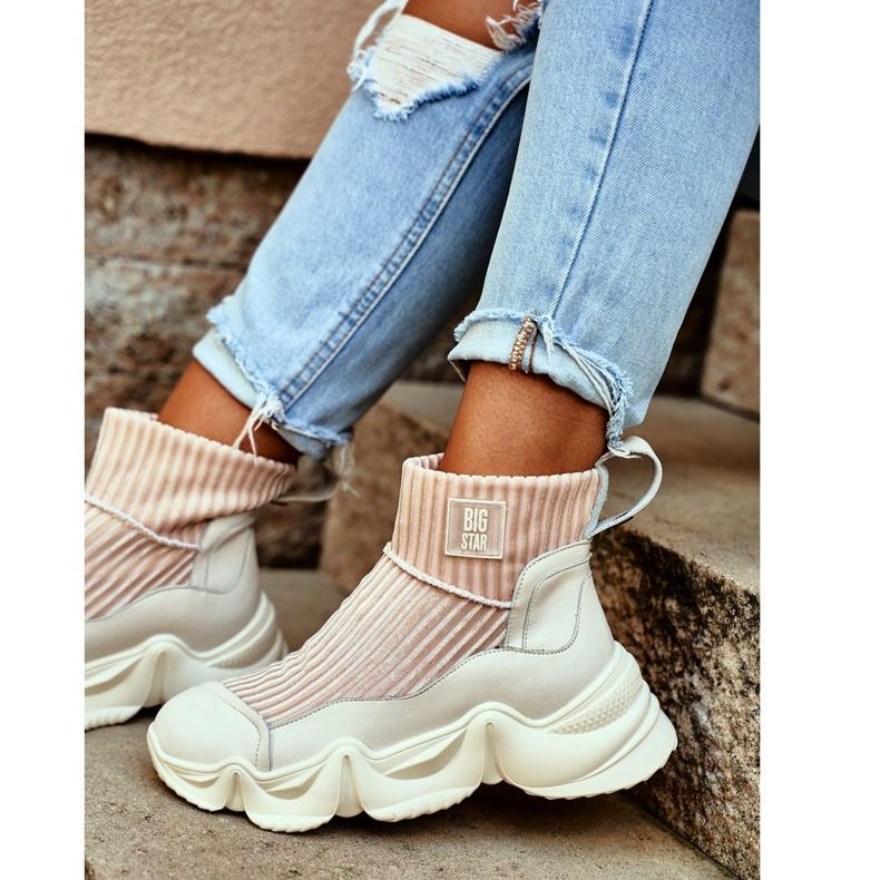 Chaussures de sport hautes pour femmes Big Star White GG274608 blanche 2