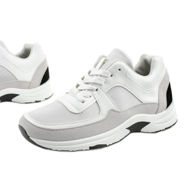 Baskets de sport à la mode blanches en éco-cuir CH005 gris 1