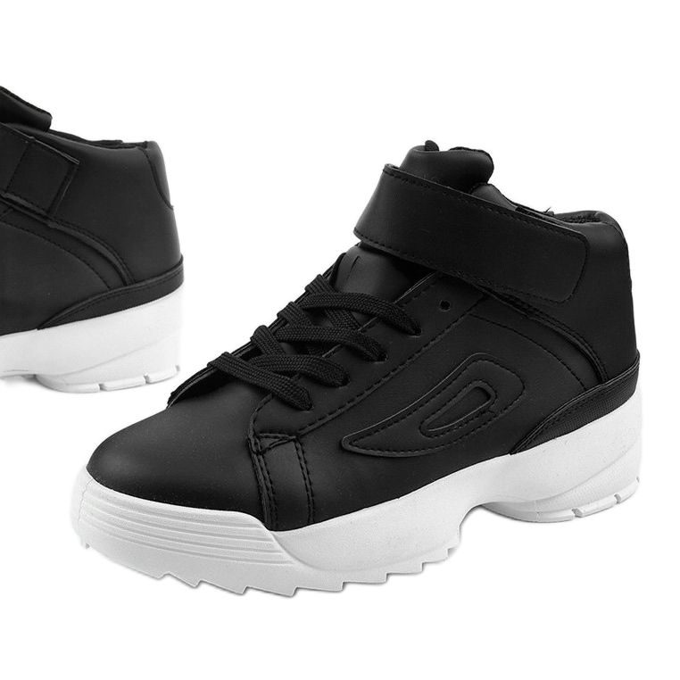 Baskets de sport en éco-cuir noir et blanc B-05 blanche le noir 1 Baskets de sport en éco-cuir noir et blanc B-05 blanche le noir 1