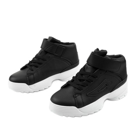 Baskets de sport en éco-cuir noir et blanc B-05 2