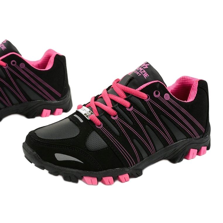 Trekking sportif femme noir W118 le noir rose 1 Trekking sportif femme noir W118 le noir rose 1