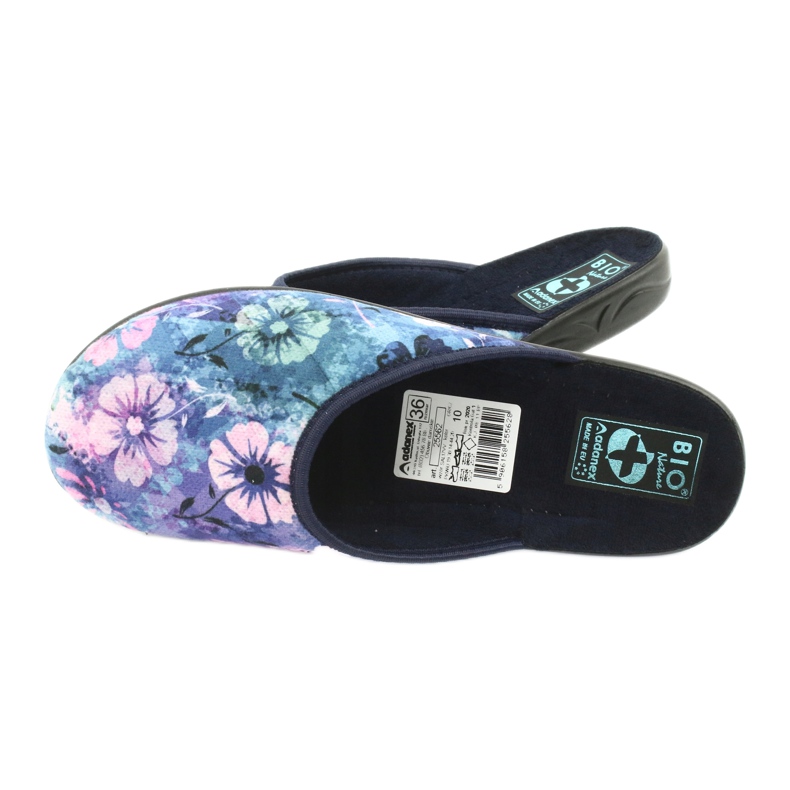 Chaussons fleurs 3D Adanex 25562 bleu marine bleu rose vert 4