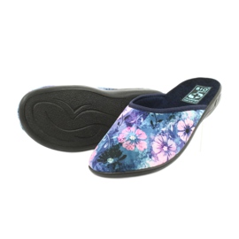 Chaussons fleurs 3D Adanex 25562 bleu marin bleu rose vert 3