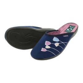 Chaussons Adanex 25626 en velours bleu marine violet 3