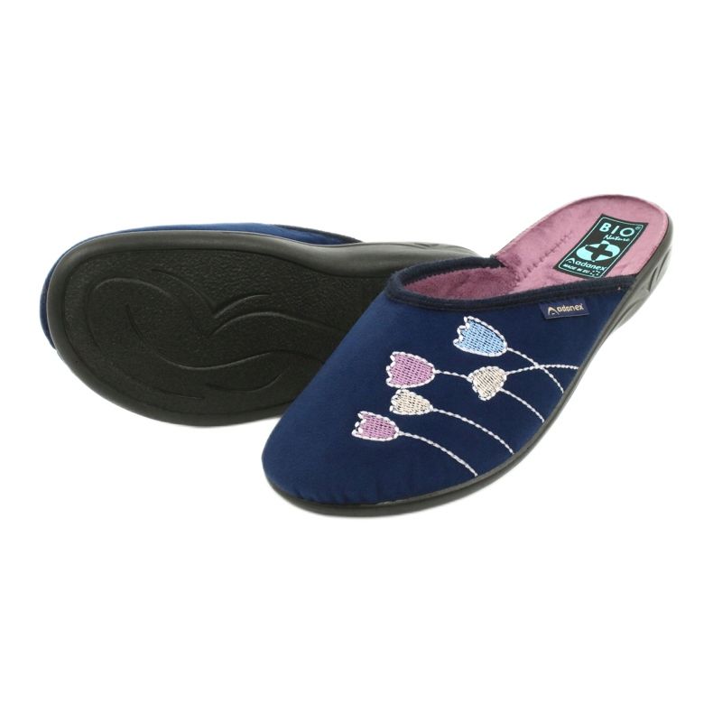 Chaussons Adanex 25626 en velours bleu marine violet 3
