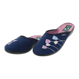 Chaussons Adanex 25626 en velours bleu marine violet 2