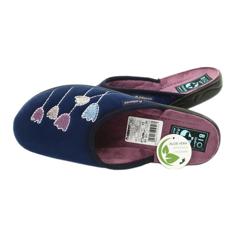 Chaussons Adanex 25626 en velours bleu marine violet 4