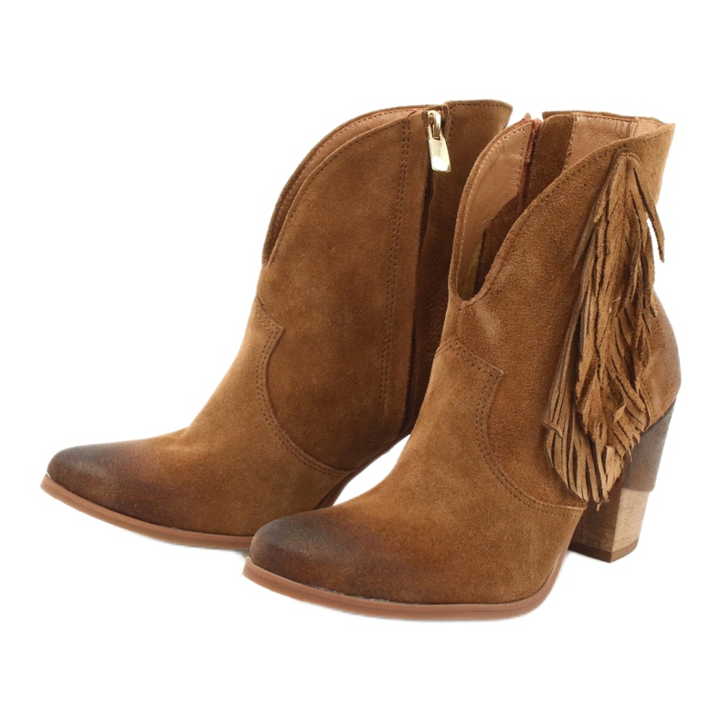 EXQUISITE 1196 Bottes de cowboy en daim camel brun 2