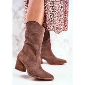 Bottines Femme À Talons Hauts Cuir Nubuck Cappuccino Nicole 2580 brun 1