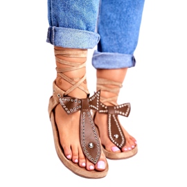 Sandales nouées marron pour femmes Lu Boo Japanese Mara brun 1 Sandales nouées marron pour femmes Lu Boo Japanese Mara brun 1