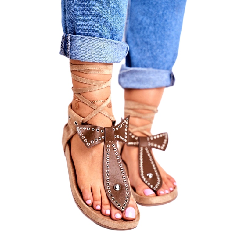 Sandales nouées marron pour femmes Lu Boo Japanese Mara brun 1 Sandales nouées marron pour femmes Lu Boo Japanese Mara brun 1