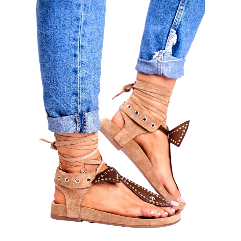 Sandales nouées marron pour femmes Lu Boo Japanese Mara brun 3 Sandales nouées marron pour femmes Lu Boo Japanese Mara brun 3