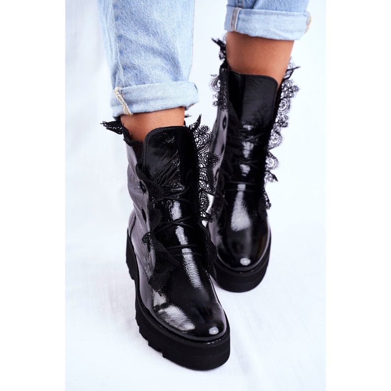 Exquisite Bottes Hautes Femme Cuir Laqué Montegero noir 2