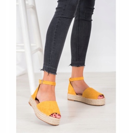 SHELOVET Espadrilles Jaunes À Bout Ouvert 1