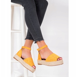 SHELOVET Espadrilles Jaunes À Bout Ouvert 2