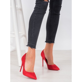 Queentina Escarpins Rouges En Daim 2