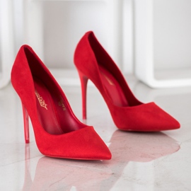 Queentina Escarpins Rouges En Daim 1
