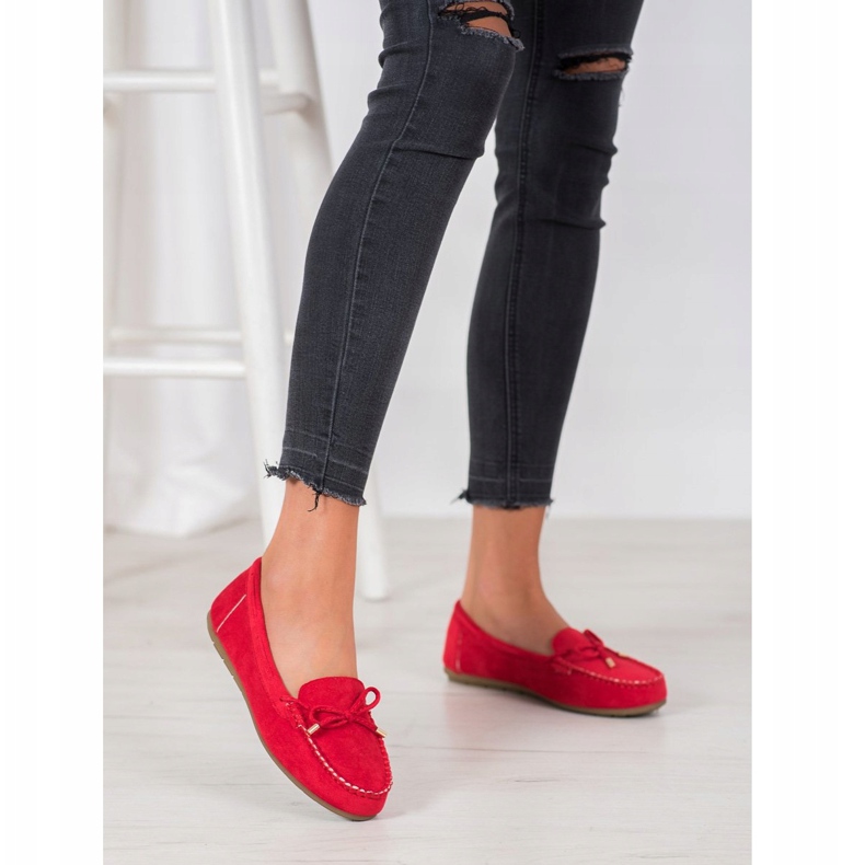 Super Me Mocassins en daim rouge 1