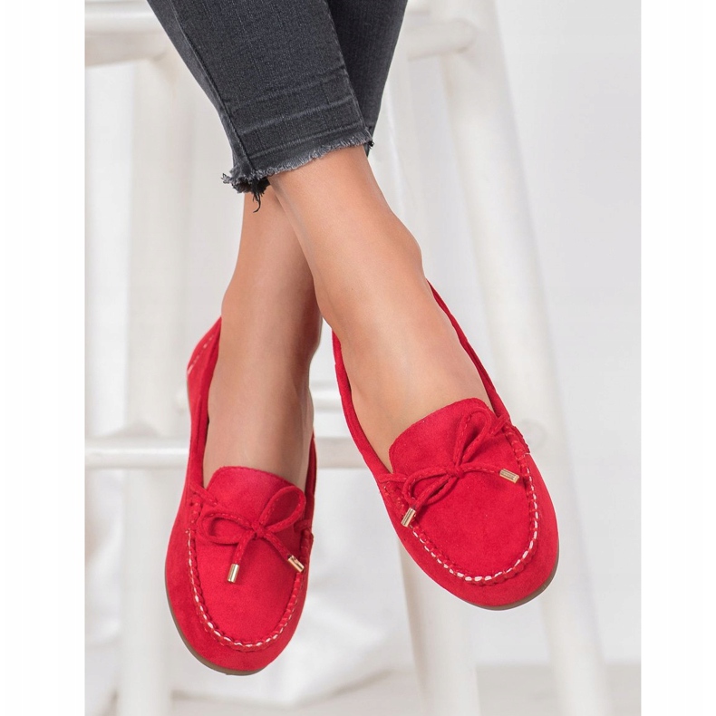 Super Me Mocassins en daim rouge 2