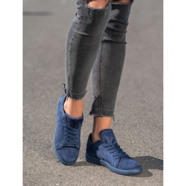 SHELOVET Baskets en daim bleu marine 5