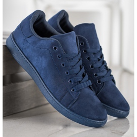 SHELOVET Baskets en daim bleu marine 1