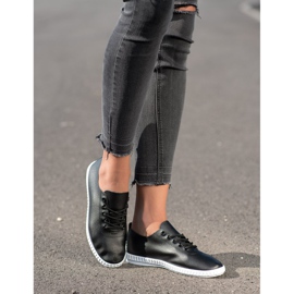 SHELOVET Baskets noires avec cuir écologique le noir 2 SHELOVET Baskets noires avec cuir écologique le noir 2