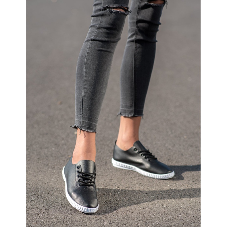 SHELOVET Baskets noires avec cuir écologique le noir 1 SHELOVET Baskets noires avec cuir écologique le noir 1